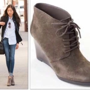 Franco Sarto Taupe Suede Wedge Booties 6.5